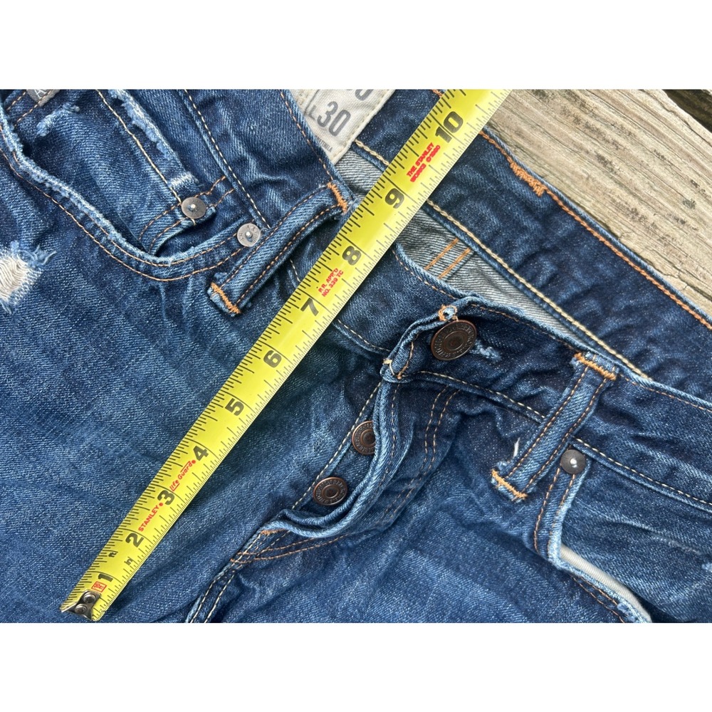Abercrombie & Fitch Distressed Straight Leg Jeans Dark Wash Button Fly 30x30 - Picture 8 of 9